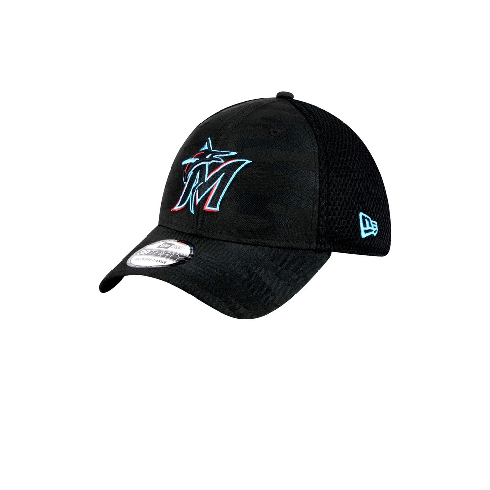 New Era Black Miami Marlins Subtle Camo 39THIRTY Flex Hat Cap (Sold out) - Picture 6 of 6